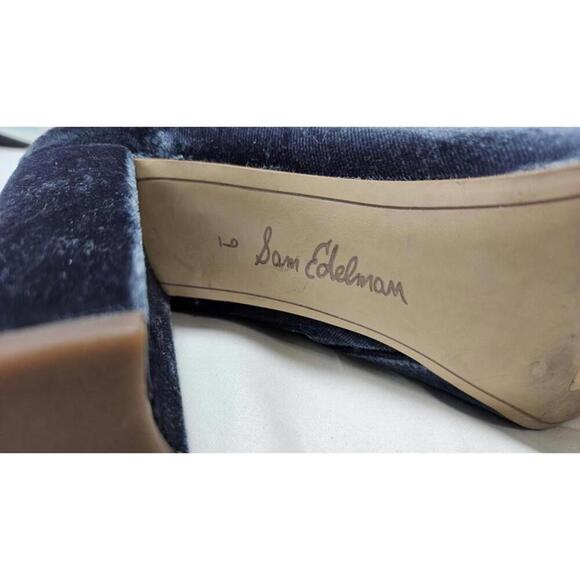 Sam Edelman Women's Blue/Gray Velvet Ankle Boots with 4" Block Heels Size 9 - Picture 7 of 7